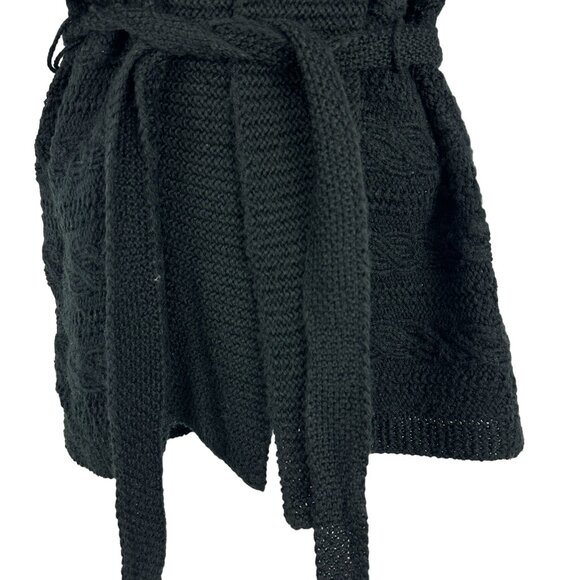 Outback Red Women's Knit Cardigan Sweater with Belt Size XS Black - Picture 2 of 8